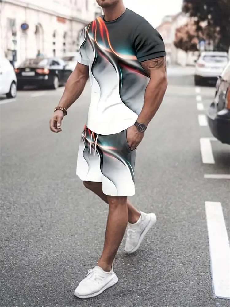 Summer Clothing Styles - Erkek Kadın Degrade Doku T-shirt Iki