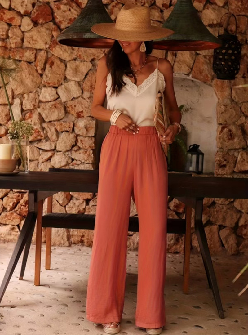 Palazzo Pant Wide - Kadın Yüksek Bel Kağıt Kesim Beli