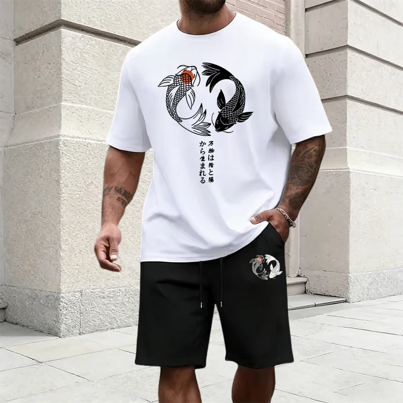 Summer Clothes Fashion - Japon Yinyang Desenli Erkek Eşofman Pamuklu