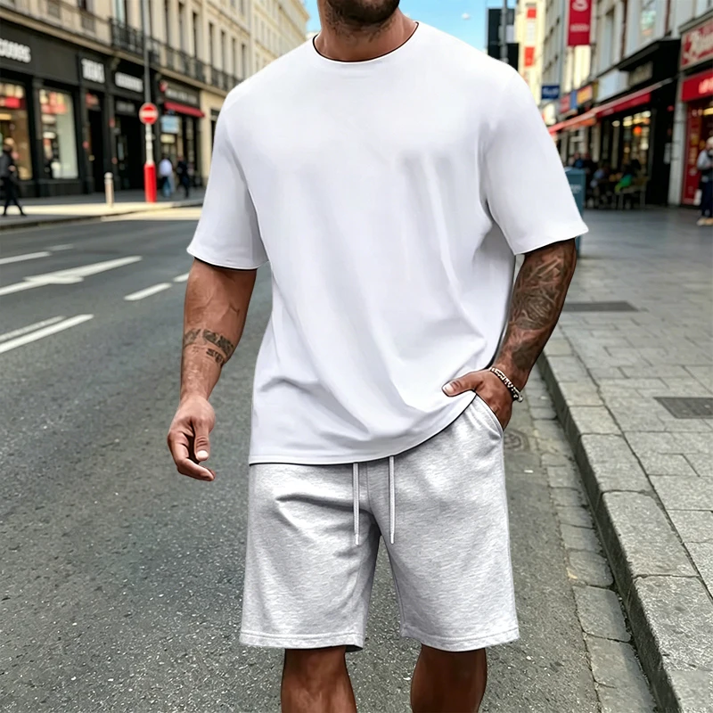 Summer Clothes Fashion - Erkek Tişört Takımı Günlük O Yaka