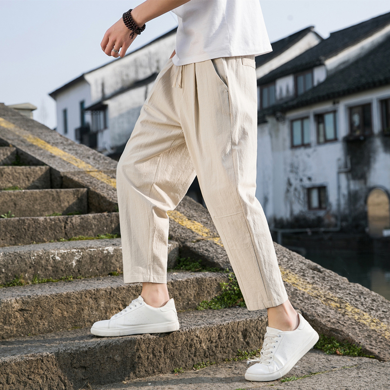 Summer Clothing Men Linen - Keten Geniş Erkek Pantolon Yeni Kore