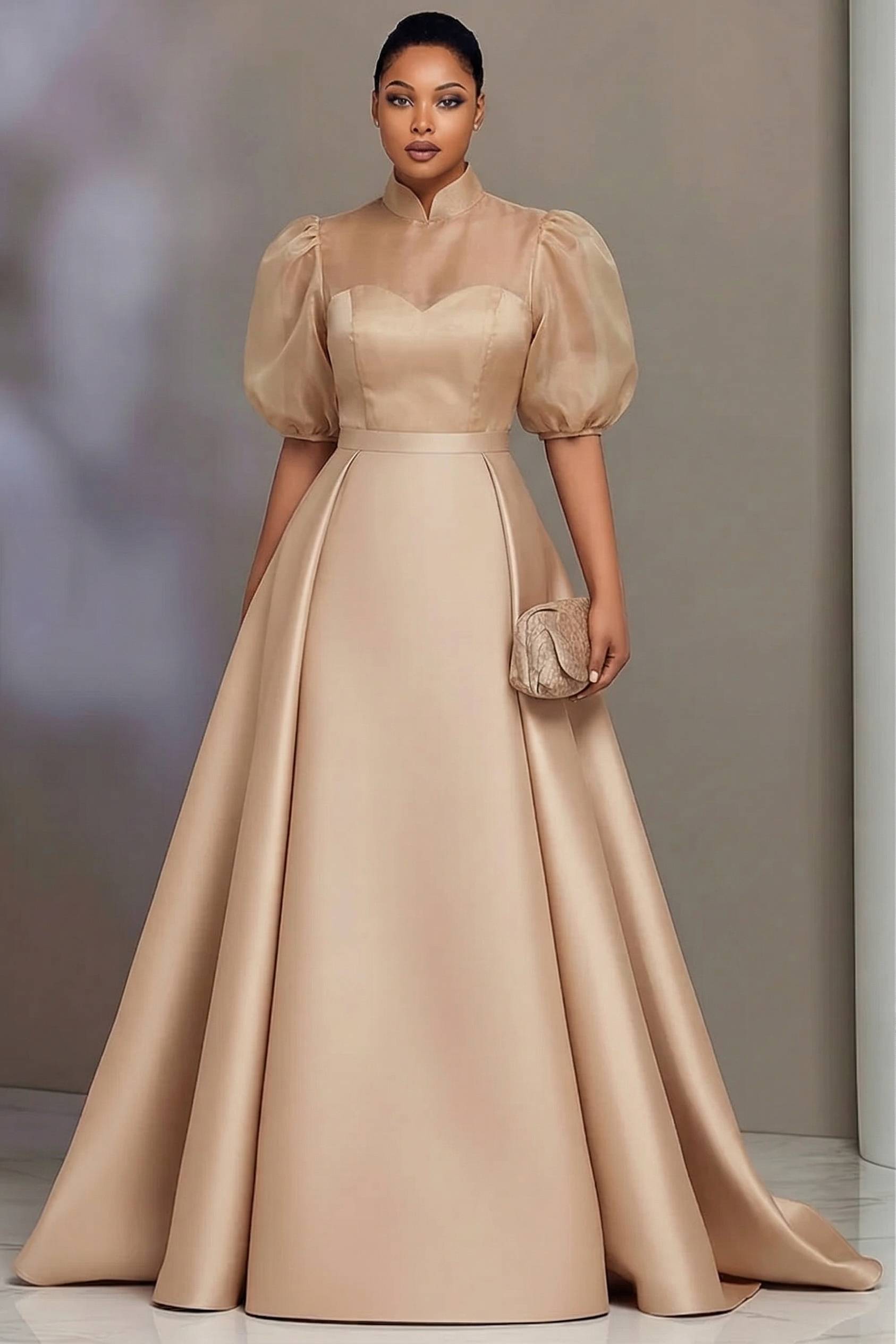 Summer Clothing For Older Women - Büyük Beden Zarif Saten Abiye Elbiseler