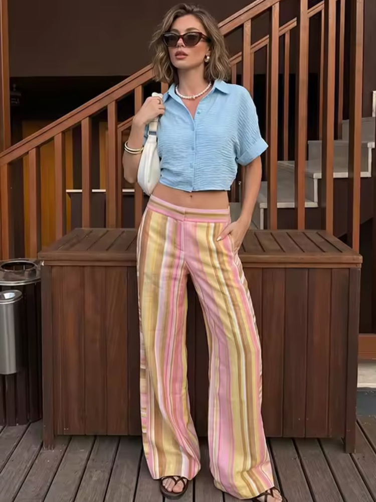 Kadın Çizgili Pantolon Kadın K - Palazzo Pant Wide incelemesi ve fiyatı