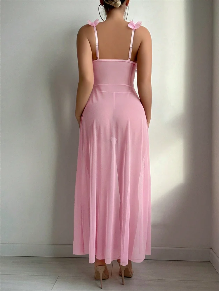 Pembe Çiçekli Dantel Şeffaf Ge - Summer Clothing Styles incelemesi ve fiyatı