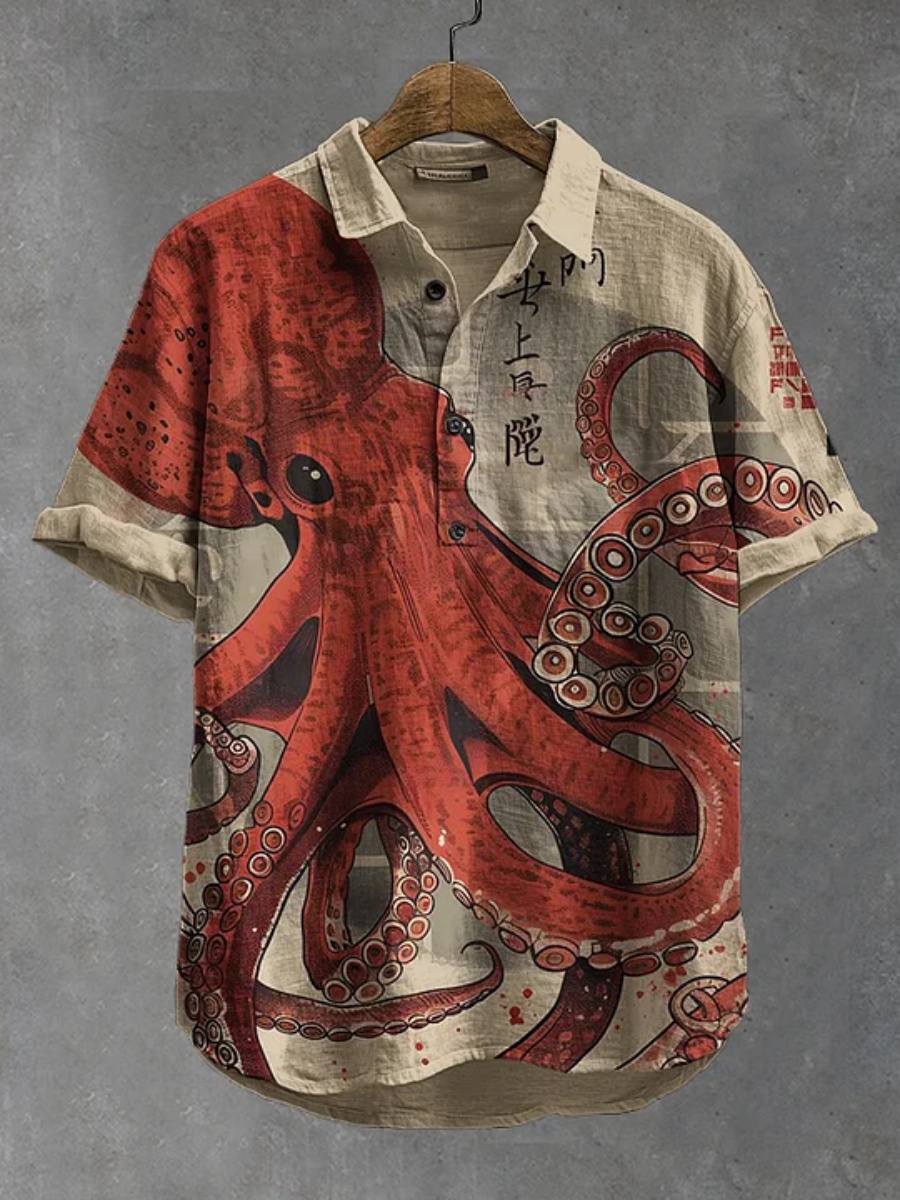 Erkek polo gömlek ahtapot dese - Summer Clothing Men Linen incelemesi ve fiyatı