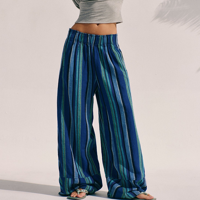 Kadın Y2k Vintage Çizgili Bask - Palazzo Pant Wide incelemesi ve fiyatı