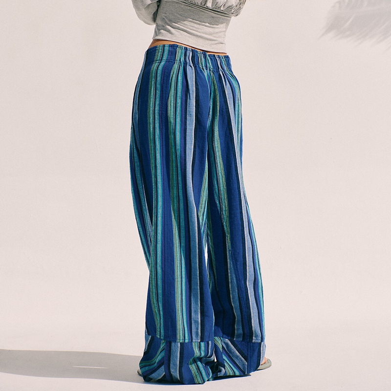 Kadın Y2k Vintage Çizgili Bask - Palazzo Pant Wide incelemesi ve fiyatı
