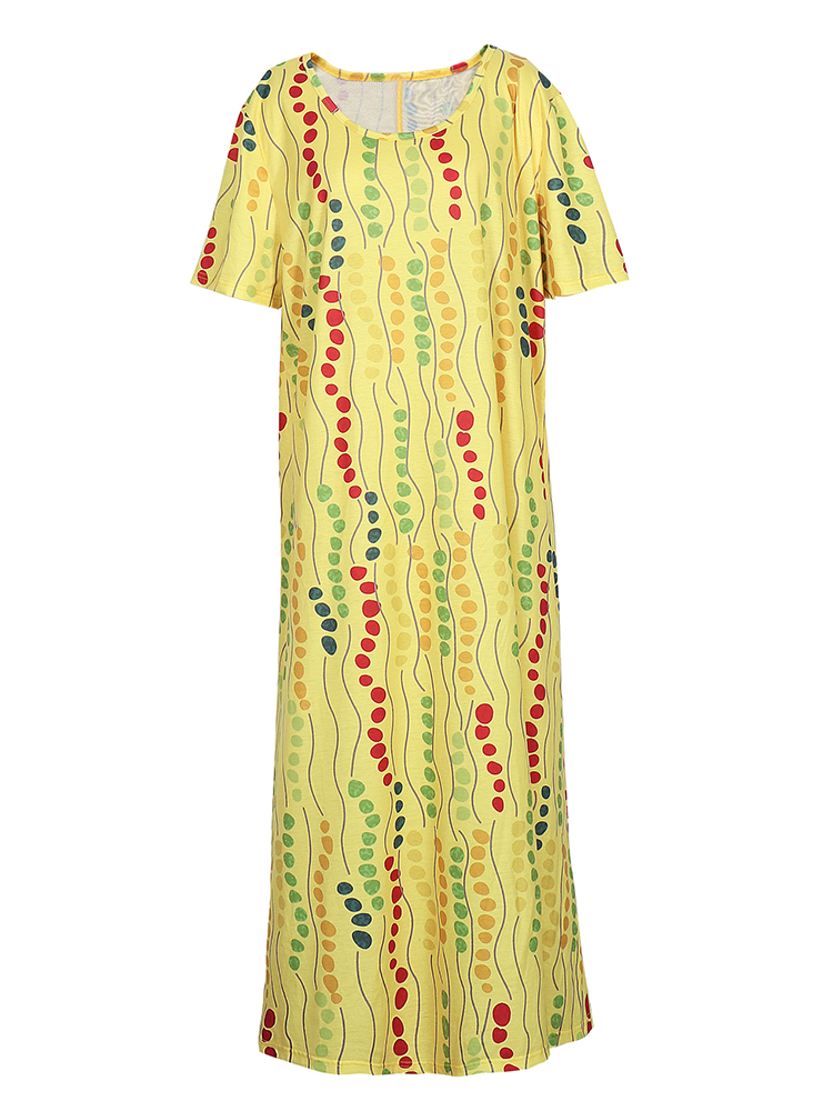 Büyük Beden Sarı Baskılı Midi  - Summer Clothing For Older Women incelemesi ve fiyatı