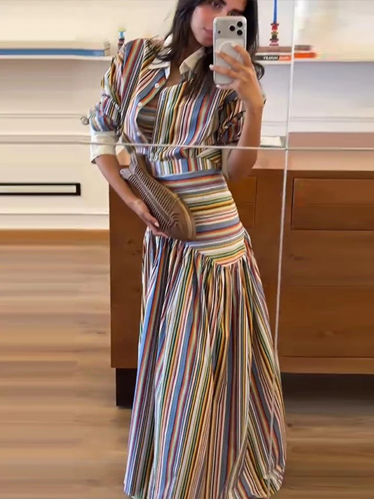 Bohem Renkli Çizgili Gömlek Ma - Summer Clothing For Older Women incelemesi ve fiyatı
