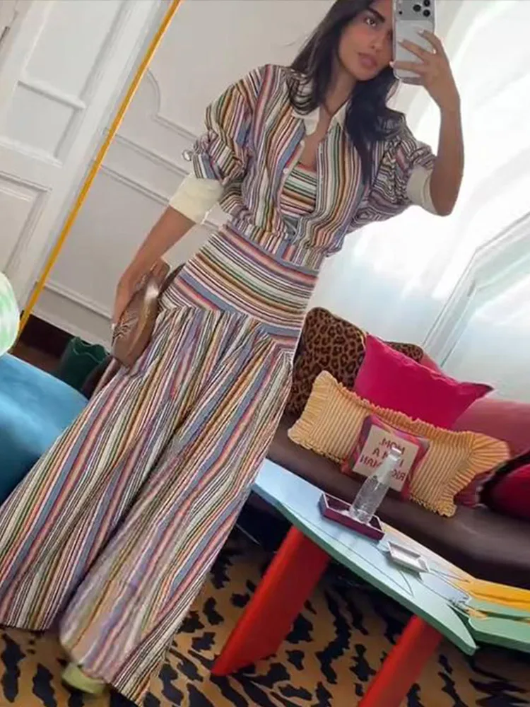 Bohem Renkli Çizgili Gömlek Ma - Summer Clothing For Older Women incelemesi ve fiyatı