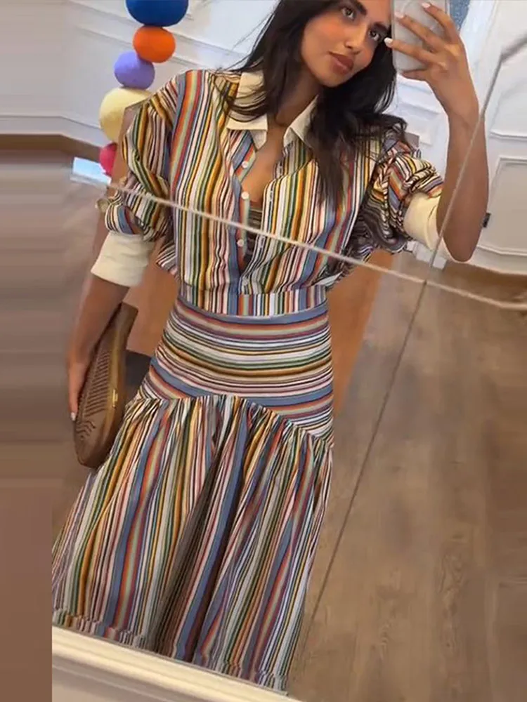 Bohem Renkli Çizgili Gömlek Ma - Summer Clothing For Older Women incelemesi ve fiyatı